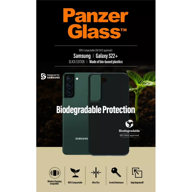 Custodia PanzerGlass Samsung Galaxy S22 Plus Nero Biodegradabile