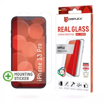 Displex protezione display (10H) + cover per Apple iPhone 13 Pro, adesivo di montaggio, + cover, vetro temperato, pellicola protettiva antigraffio