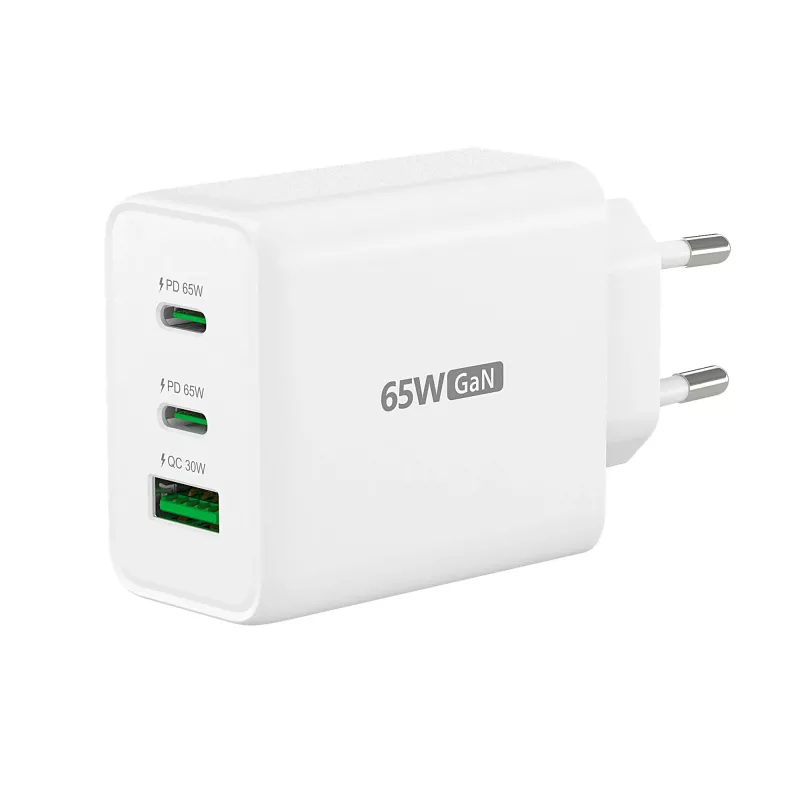 j5create JUP3365E-EN caricabatterie GaN USB-C 65W a 3 porte, uso interno, AC, bianco