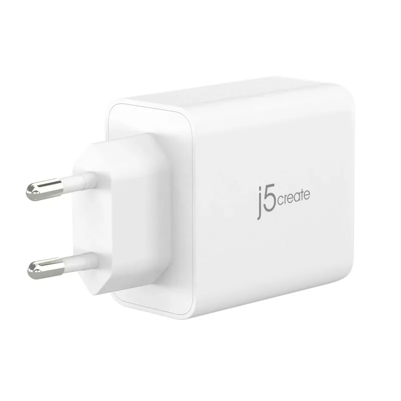 j5create JUP3365E-EN caricabatterie GaN USB-C 65W a 3 porte, uso interno, AC, bianco