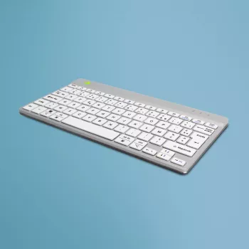 R-Go Tools tastiera ergonomica R-Go Compact Break, tastiera compatta con software per le pause, AZERTY (FR), Bluetooth, bianco