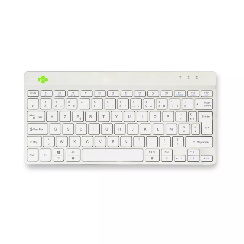 R-Go Tools tastiera ergonomica R-Go Compact Break, tastiera compatta con software per le pause, AZERTY (FR), Bluetooth, bianco
