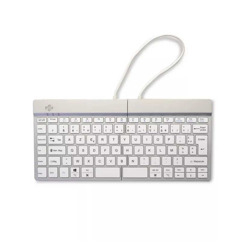 R-Go Tools tastiera ergonomica R-Go Split Break con software per le pause, tastiera ergonomica divisa, AZERTY (FR), Bluetooth, bianco