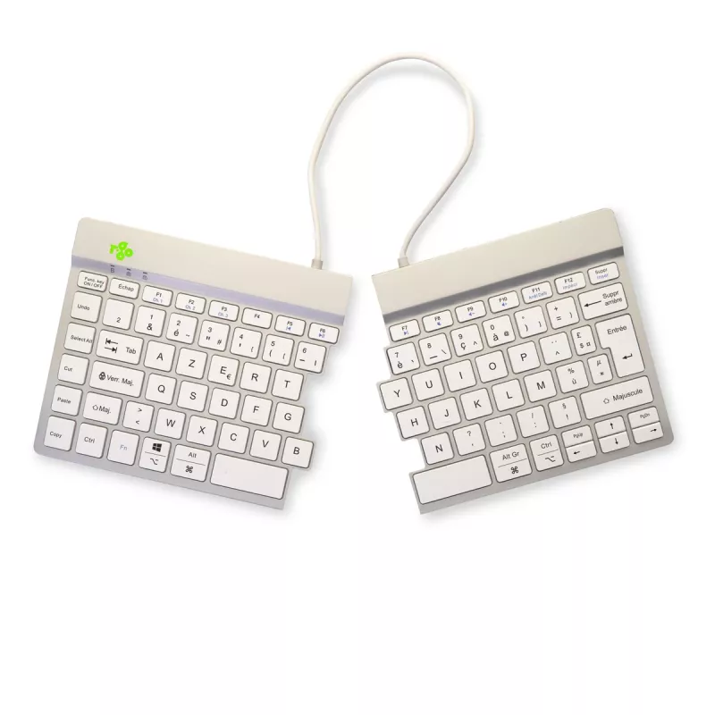 R-Go Tools tastiera ergonomica R-Go Split Break con software per le pause, tastiera ergonomica divisa, AZERTY (FR), Bluetooth, bianco