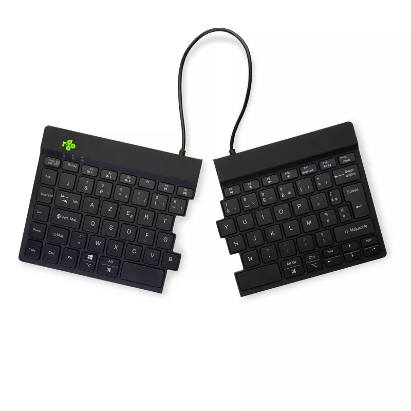 R-Go Tools tastiera ergonomica R-Go Split Break con software per le pause, tastiera ergonomica divisa, AZERTY (FR), Bluetooth, nero