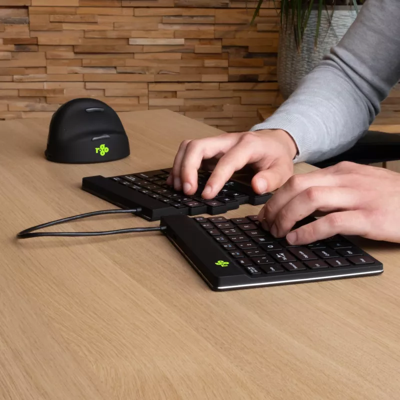 R-Go Tools tastiera ergonomica R-Go Split Break con software per le pause, tastiera ergonomica divisa, AZERTY (FR), Bluetooth, nero