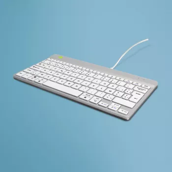 R-Go Tools tastiera ergonomica R-Go Compact Break, tastiera compatta con software per le pause, AZERTY (BE), con filo, bianco