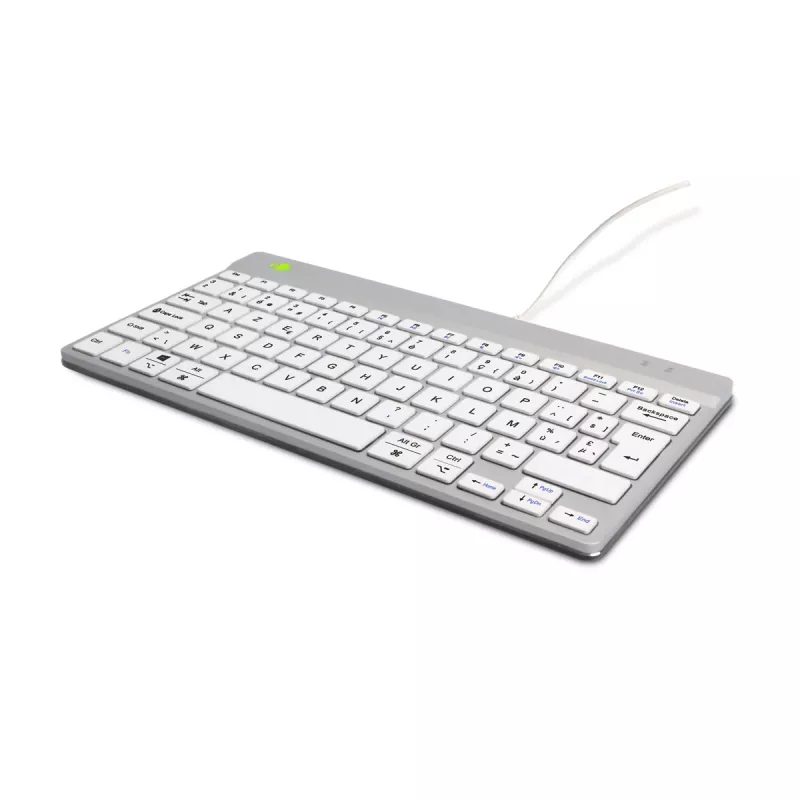 R-Go Tools tastiera ergonomica R-Go Compact Break, tastiera compatta con software per le pause, AZERTY (BE), con filo, bianco