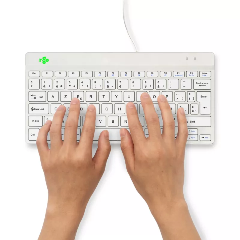 R-Go Tools tastiera ergonomica R-Go Compact Break, tastiera compatta con software per le pause, AZERTY (BE), con filo, bianco