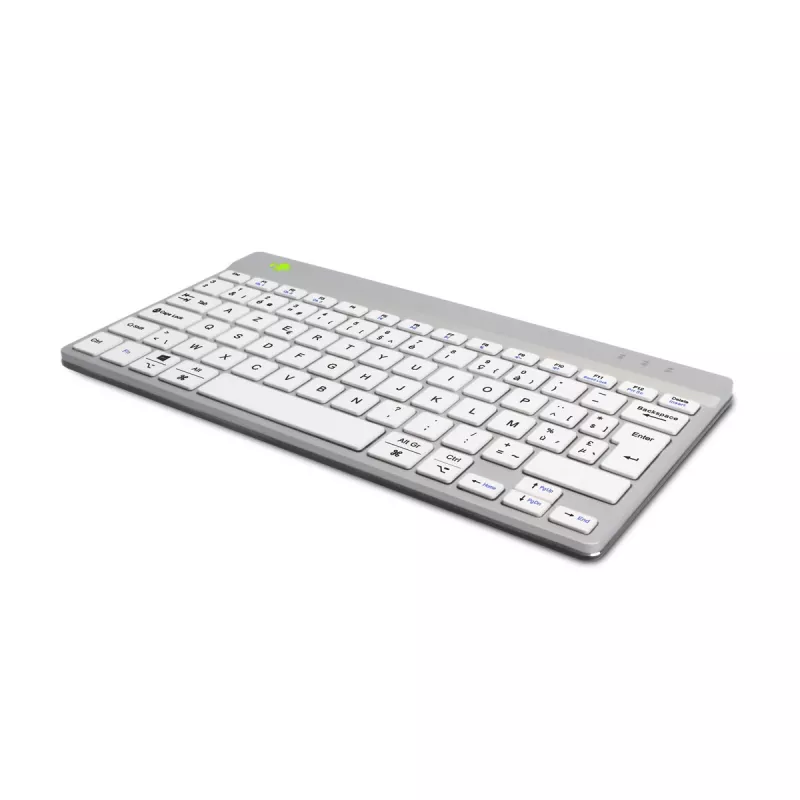 R-Go Tools tastiera ergonomica R-Go Compact Break, tastiera compatta con software per le pause, AZERTY (BE), Bluetooth, bianco