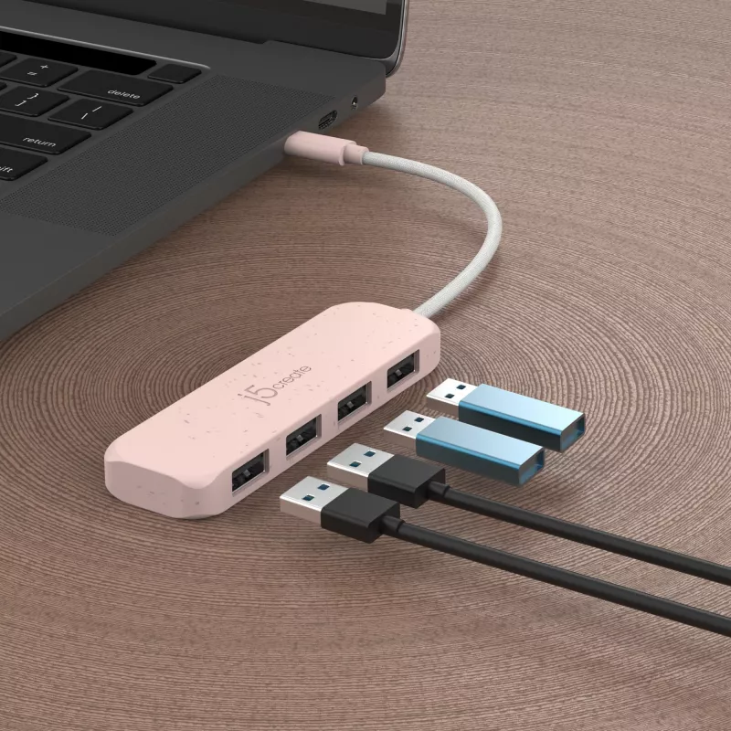 j5create JCH341ER-N hub ecologico da USB-C a 4 porte USB-A Gen 2, 10 Gbps