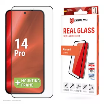 Protezione display e.v.i. Displex Full Cover (10H) per Xiaomi 14 Pro, vetro temperato, cornice di montaggio Eco, nero/trasparente