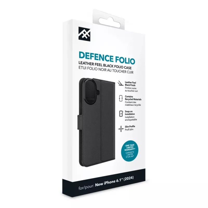 iFrogz 302315354 Defence custodia Folio per Apple iPhone 16, nera