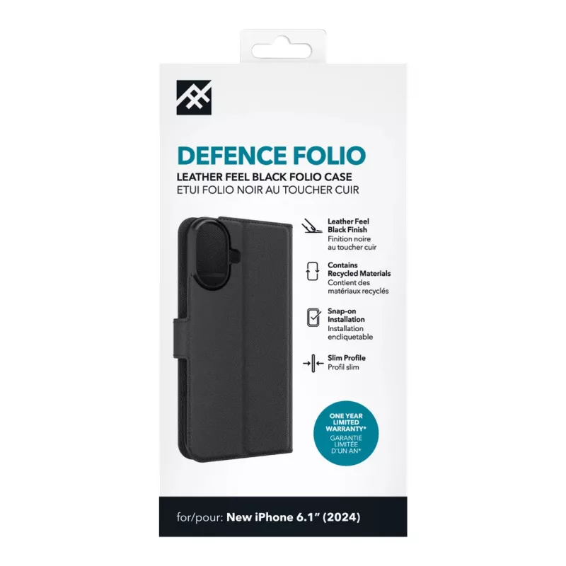 iFrogz 302315354 Defence custodia Folio per Apple iPhone 16, nera