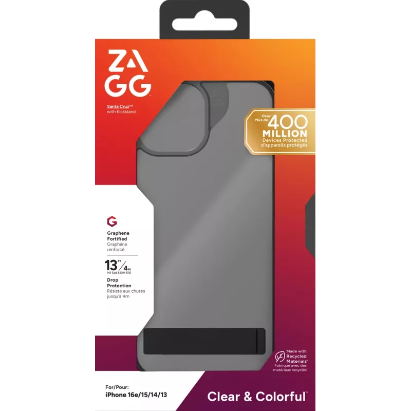 ZAGG Santa Cruz custodia con kickstand iPhone 17e/16e/15/14/13 nero