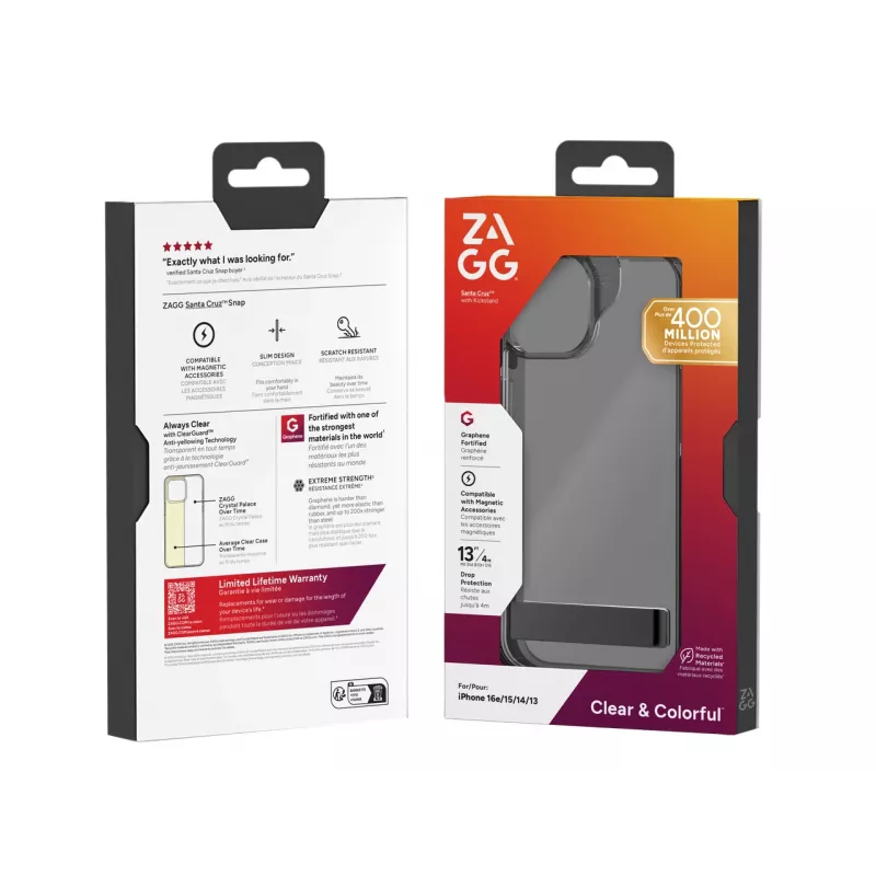 ZAGG Santa Cruz custodia con kickstand iPhone 17e/16e/15/14/13 nero