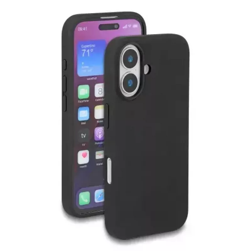 Custodia protettiva DELOCK in silicone morbido per iPhone 17, cover, nera, compatibile con schermo da 6,3 pollici (16 cm)