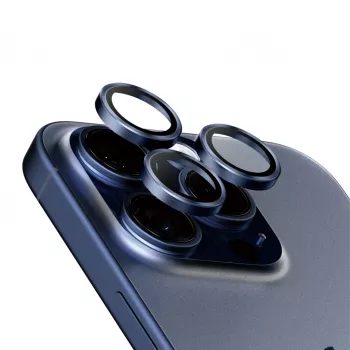 Protezione lenti fotocamera PanzerGlass Hoops iPhone 15 Pro 15 Pro Max blu titanio antigraffio antiurto