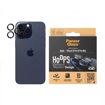 Protezione lenti fotocamera PanzerGlass Hoops iPhone 15 Pro 15 Pro Max blu titanio antigraffio antiurto