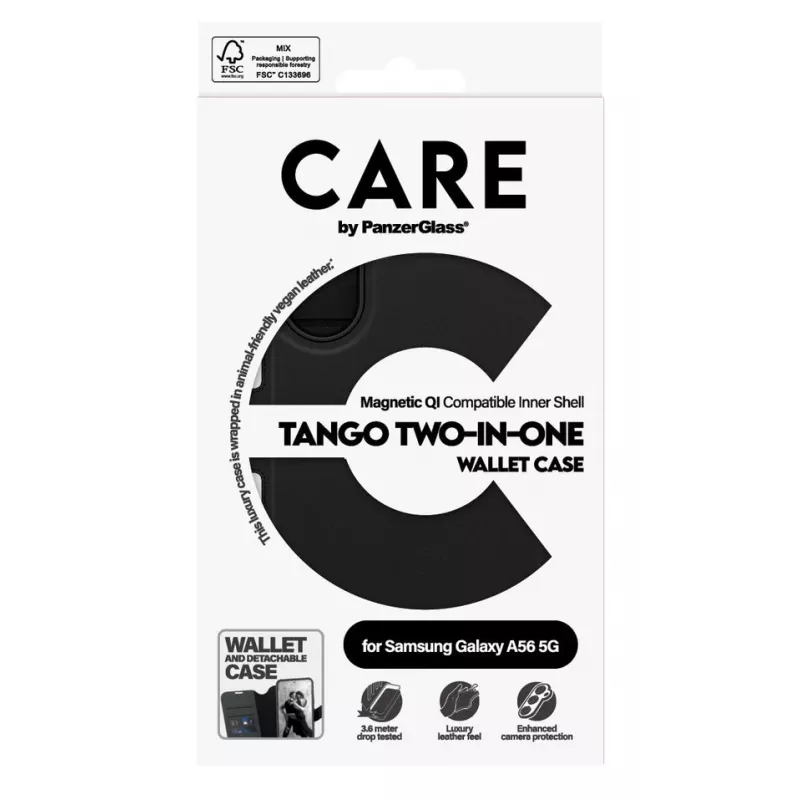 PanzerGlass CARE Feature Case Tango Two-in-One Wallet custodia per Samsung Galaxy A56 5G, nera