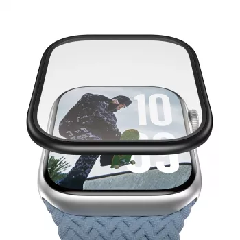 Protezione schermo PanzerGlass cornice in metallo nera per Apple Watch (modello PG38147)