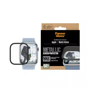 Protezione schermo PanzerGlass cornice in metallo nera per Apple Watch (modello PG38147)