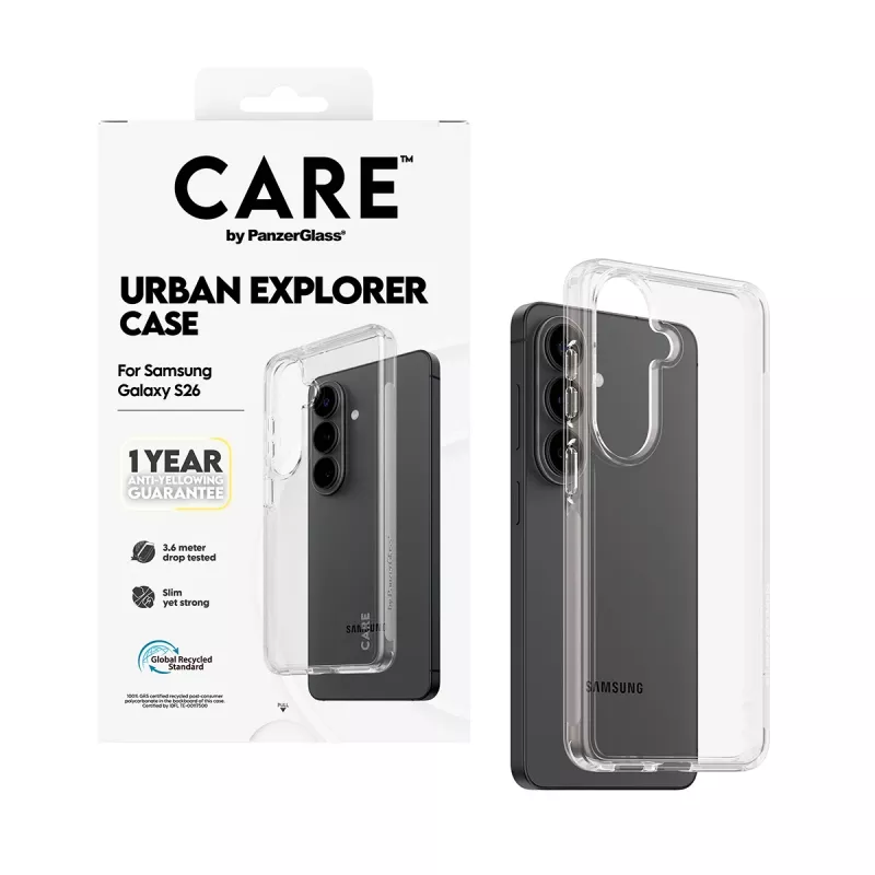 Custodia protettiva PanzerGlass CARE™ Urban Explorer trasparente per Samsung Galaxy S26