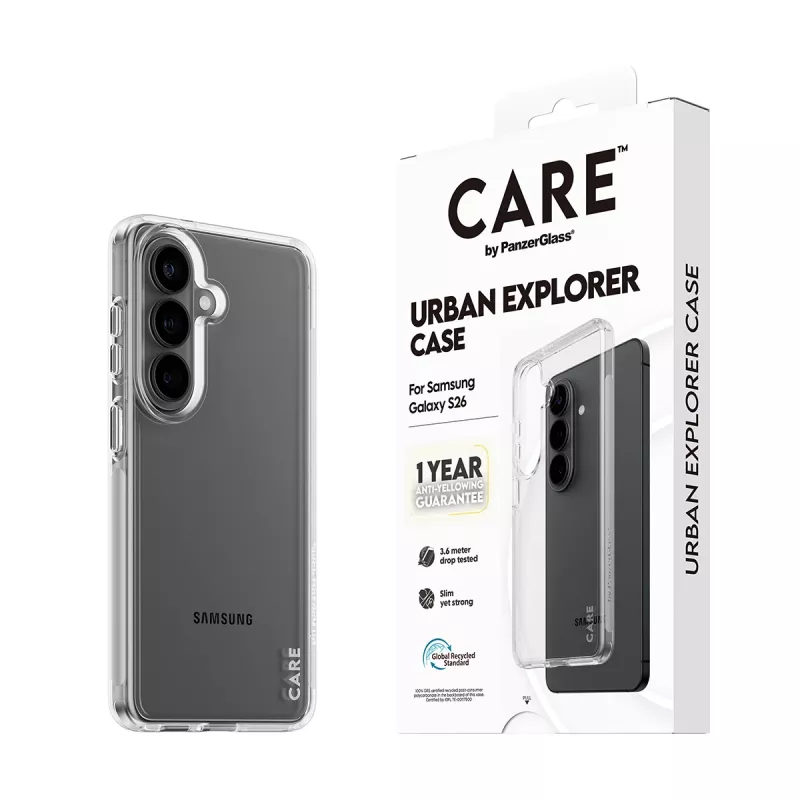 Custodia protettiva PanzerGlass CARE™ Urban Explorer trasparente per Samsung Galaxy S26