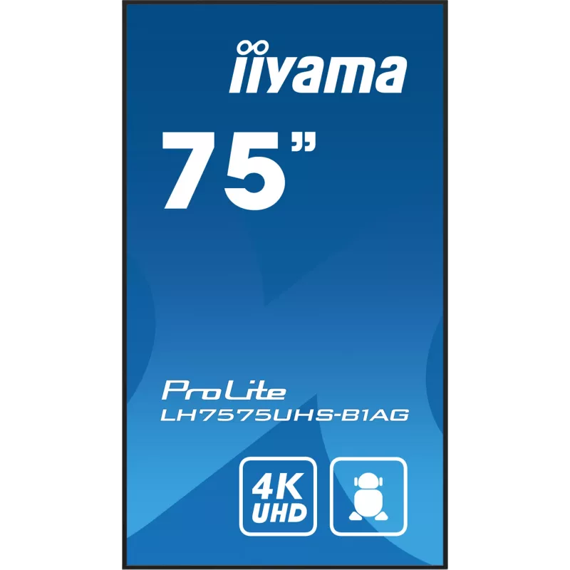 Display per digital signage iiyama LH7575UHS-B1AG schermo piatto 190,5 cm (75 inch) LCD Wi-Fi 500 cd/m² 4K Ultra HD nero processore integrato Android 11 24/7