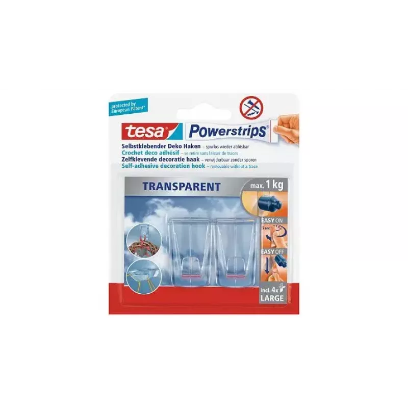 Ganci universali Tesa Powerstrips trasparente DECO 58813-00000-00