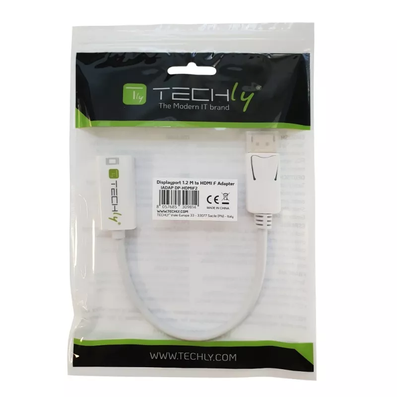 Techly adattatore DisplayPort 1.2 maschio / HDMI femmina 15 cm bianco IADAP DP-HDMIF2