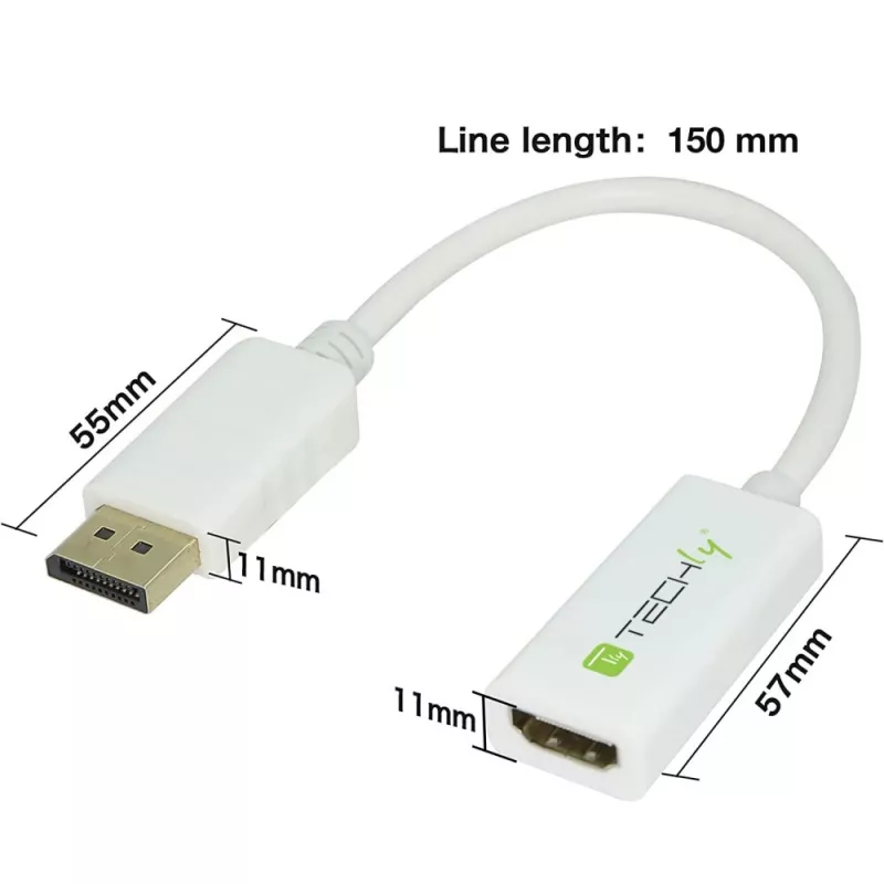 Techly adattatore DisplayPort 1.2 maschio / HDMI femmina 15 cm bianco IADAP DP-HDMIF2