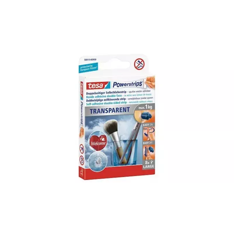 Etichetta per montaggio Tesa Powerstrips trasparente LARGE