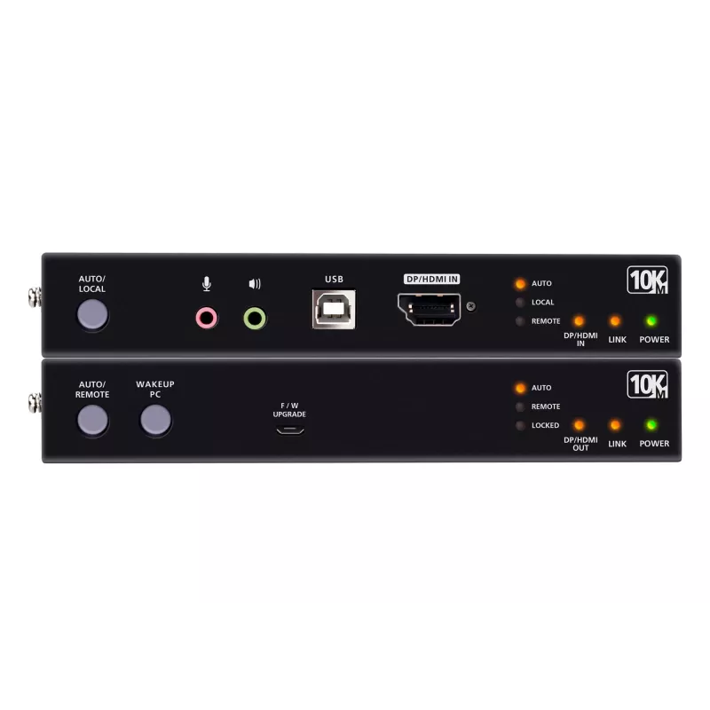 ATEN True 4K DP/HDMI Optical KVM 10km, trasmettitore e ricevitore, cablato, 10000 m, 4096 x 2160 pixel, nero, metallo