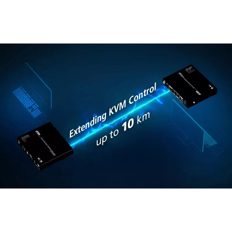 ATEN True 4K DP/HDMI Optical KVM 10km, trasmettitore e ricevitore, cablato, 10000 m, 4096 x 2160 pixel, nero, metallo
