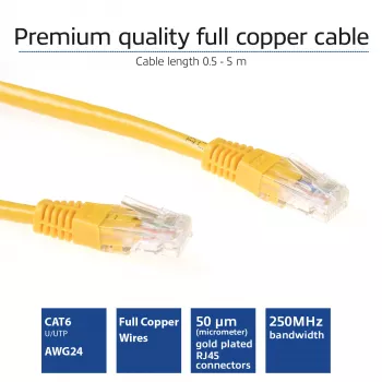 ACT giallo 1 metro cavo patch U/UTP CAT6 con connettori RJ45