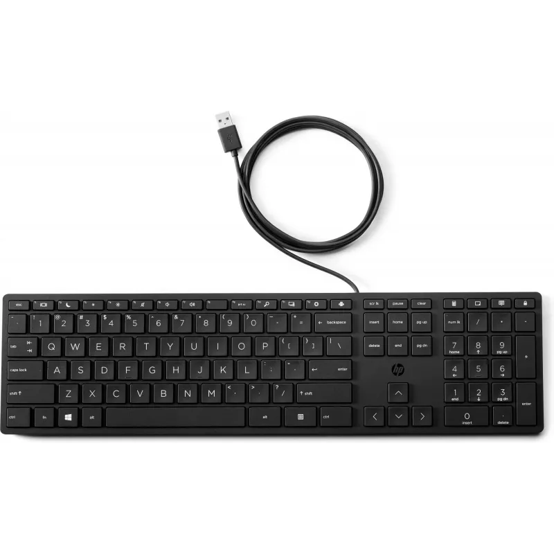 HP Wired Desktop 320K tastiera — full-size USB, a membrana, nera
