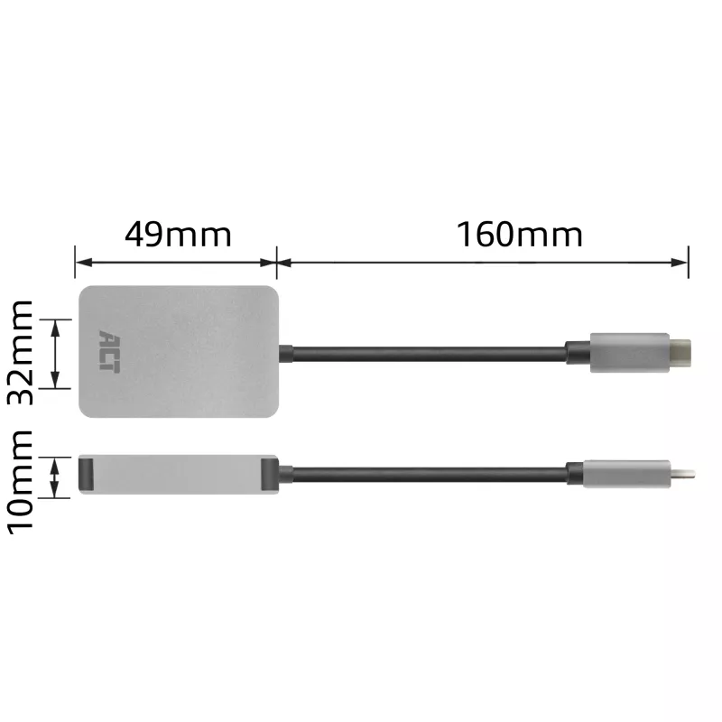 Lettore di schede ACT AC7056 USB 3.2 Gen 1 Type-C grigio MicroSD SD