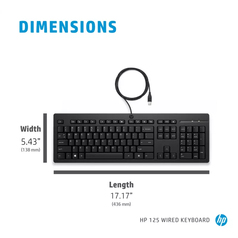 Tastiera con filo HP 125 full-size USB a membrana QWERTY nero