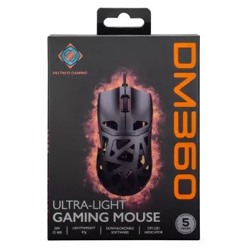 Mouse gaming DELTACO DM360 Ultra-Lightweight 47 g, 12.400 DPI, sensore 3327