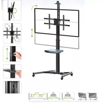 Techly ICA-TR46 Carrello/supporto multimediale nero per schermo piatto