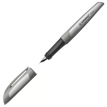 Penna stilografica STABILO Flow grigio cartuccia inchiostro blu