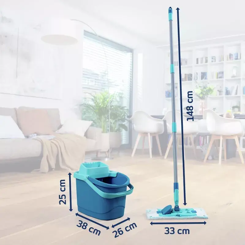Set pulizia pavimenti Leifheit PowerClean M 1055510 con panno in microfibra e manico regolabile
