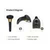 Lettore di codici a barre portatile Equip 1D laser USB con filo nero ABS