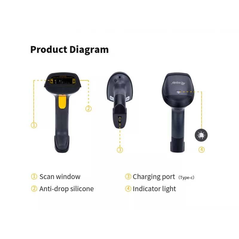 Lettore di codici a barre Equip wireless 1D laser, con supporto