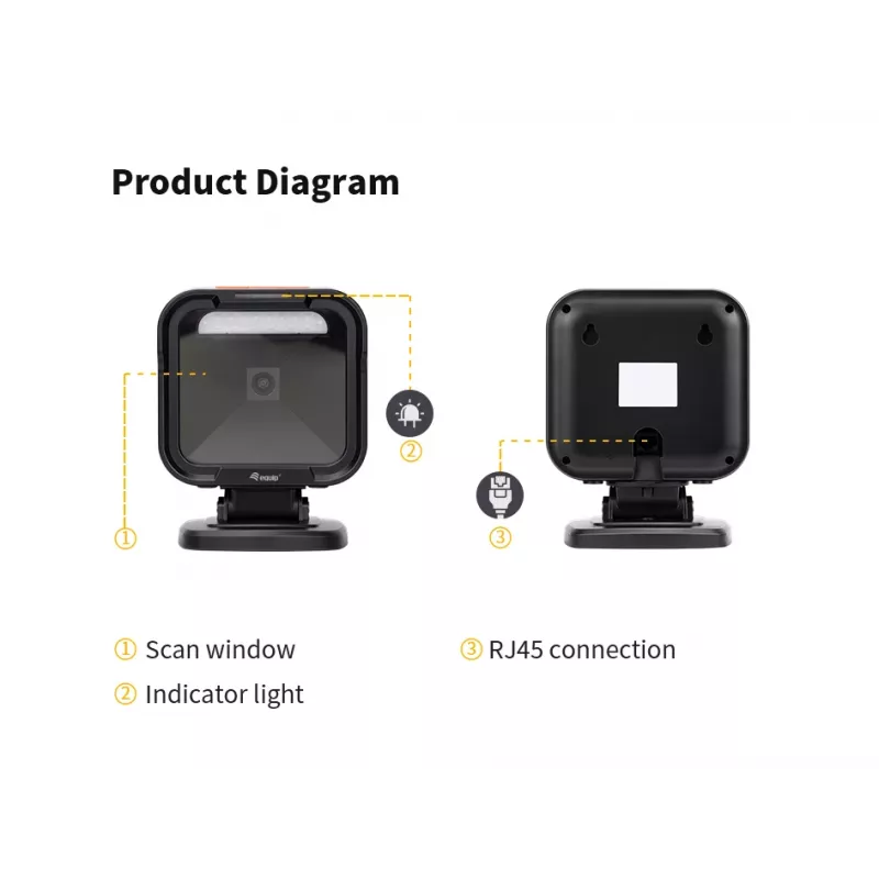 Scanner da tavolo Equip USB 2D omnidirezionale 1MP, lettore di codici a barre fisso