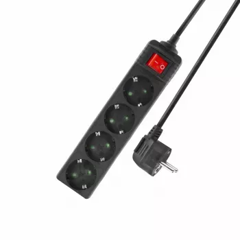 Ciabatta ACT con interruttore illuminato, 4 prese, 2 m, nero