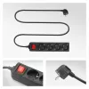 Ciabatta ACT con interruttore illuminato, 4 prese, 2 m, nero