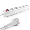Ciabatta ACT con interruttore illuminato e spina piatta, 5 prese, 1,5 m, bianco