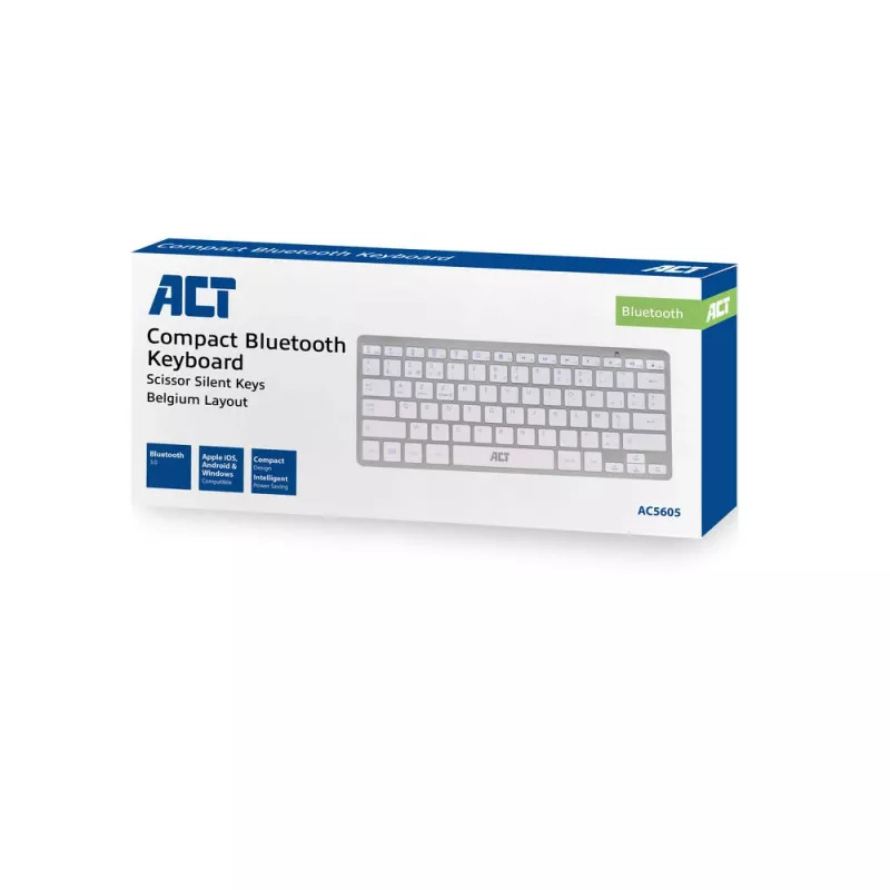 Tastiera Bluetooth portatile ACT layout Azerty/BE senza fili bianco 75%